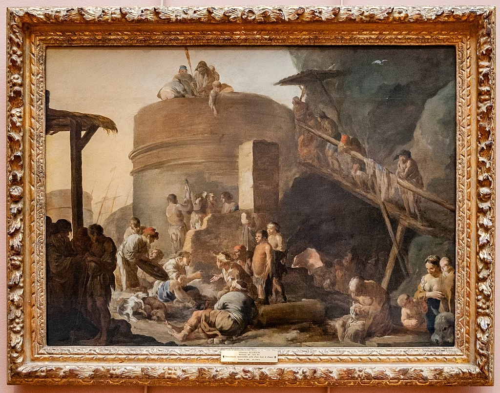 I mendicanti si radunarono vicino a una fornace di calce